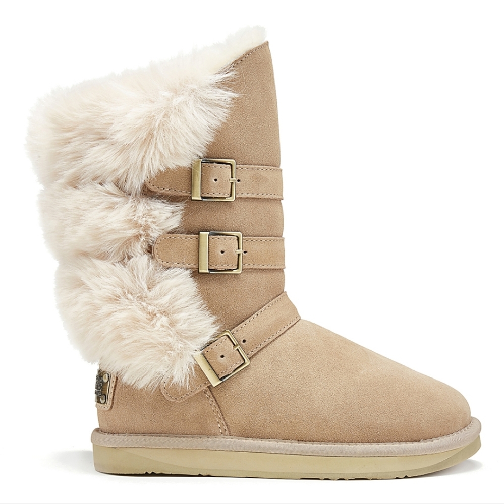 Australia Luxe Nadir Suede Sherpa Sheepskin Fur Boots in Sand #191
